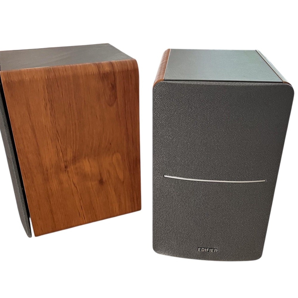 Edifier P12 Passive Bookshelf Speakers Wood Grain Gray 4in Bass Driver Pair P12